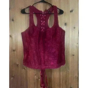 IColleltion Ruby Red Tye Up Womens Corset Size 42
